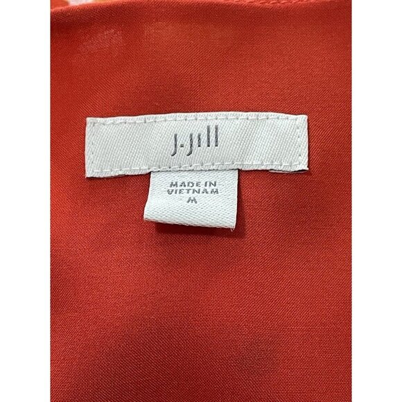 J. Jill Coral Green Floral Ruffled True Wrap Dress Women's Size Medium - Picture 7 of 7